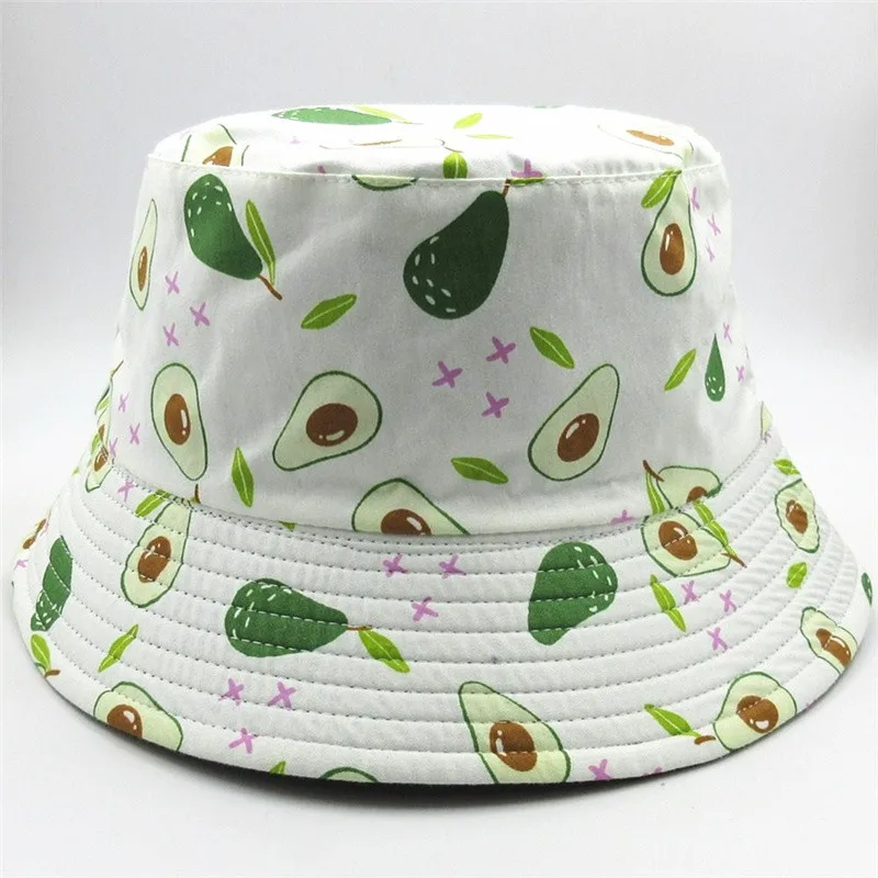 

Spring New Style Fruit Printed Two Side Bucket Hat Fisherman Hat Outdoor Travel Hat Sun Cap Hats for Men and Women 132