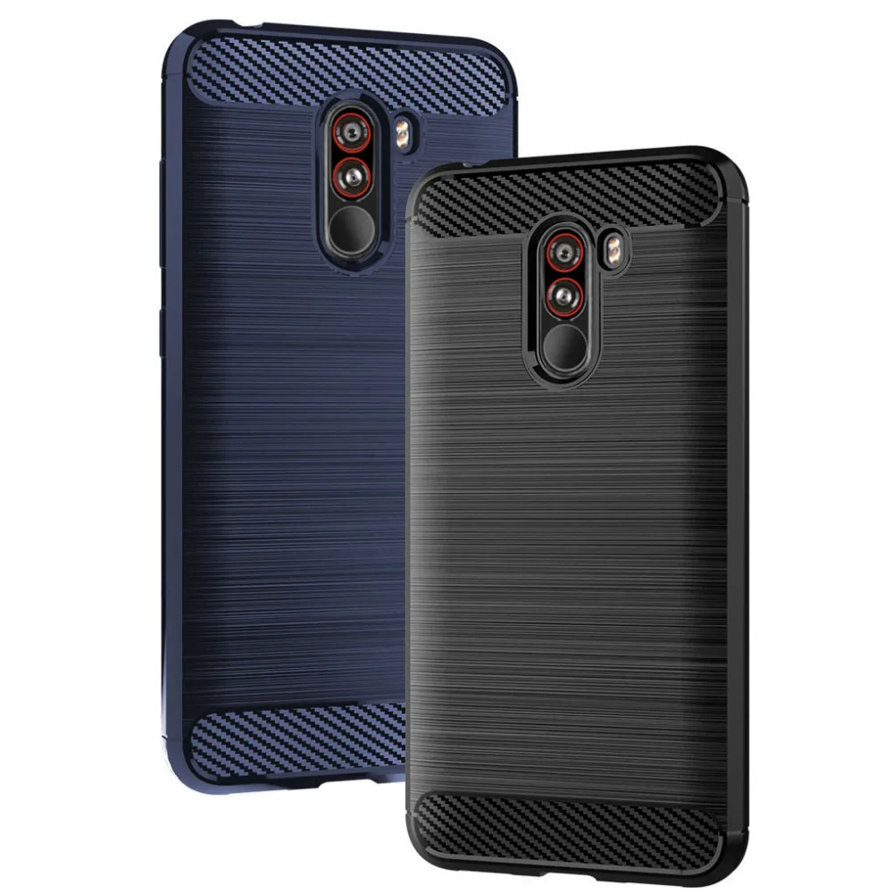 Чехол для Pocophone F1 чехол Xiaomi силиконовый бампер из ТПУ ударопрочный углеродного