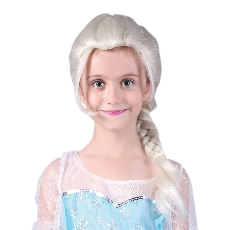 

24" Cosplay Elsa Wigs Snow Queen Princess Series Halloween Cos Anime Haired Blonde Pigtails Wigs Synthetic Hair Heat Resistant