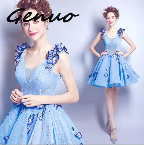 

Платье женское, элегантное, небесно-голубое, с V-образным вырезом