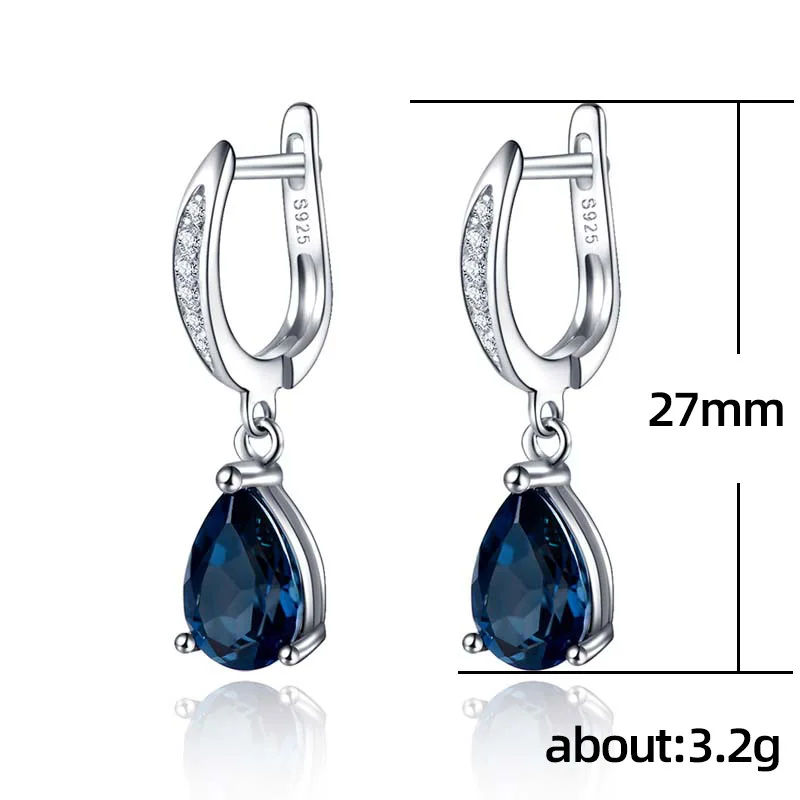 

Exquisite 925 Sterling Silver Waterdrop Shaped Blue Zircon Earrings for Women Wedding Jewelry Girl Gift Pendientes Oorbellen