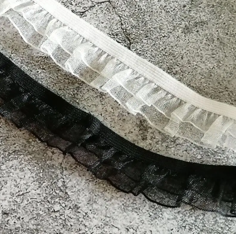 Эластичная двухслойная кружевная отделка 10 м/лот Ширина 20 мм белая эластичная