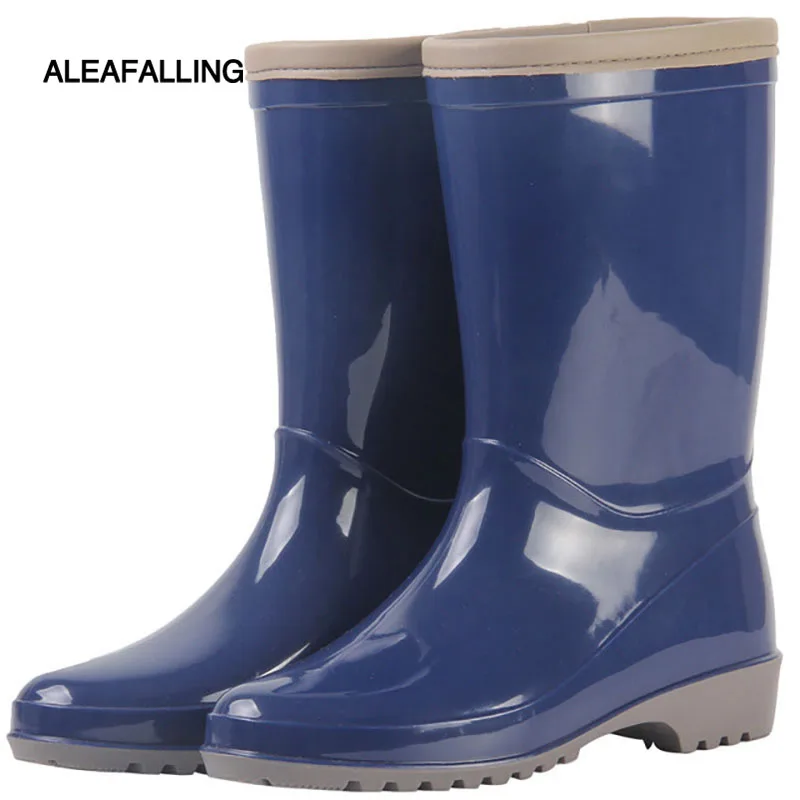 

Сапоги Aleafalling женские резиновые, Дизайнерские Сапоги до середины икры, школьная обувь, водонепроницаемые, однотонные, W036