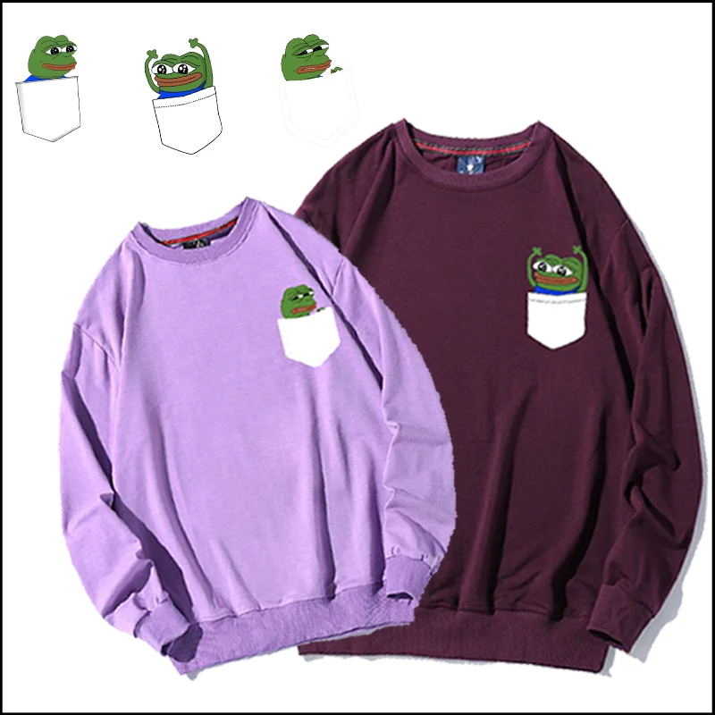 

Толстовка с капюшоном для мужчин и женщин, мультяшный пуловер в стиле Харадзюку, лягушка, зимний свитшот с капюшоном для пар, повседневная о...