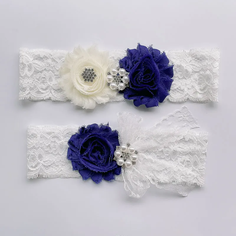 Подвязка с жемчугом разноцветная новый стиль Свадебный кружевной цветок