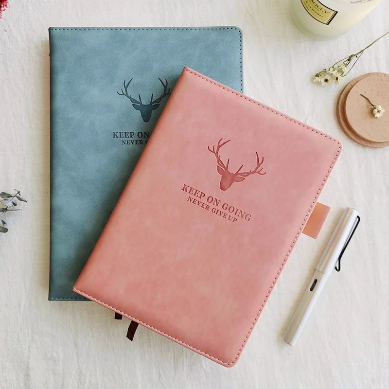 

1PC Fashion Notebook Thickened Hardcover Deer Scalp Face Agenda 2022 Planner Kawaii Sketchbook Girl Diary Study Diary Journal