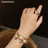 europe and america 2021 new trend gold pearl opening bracelet for women exquisite fashion unusual jewelry gift accessories