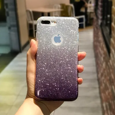 brown Блестящий чехол для iphone X XS 11 Pro MAX XR 10 7 8 Plus 6s 6 7Plus градиентные цвета Мягкий ТПУ силиконовый прозрачный чехол - Цвет: brown