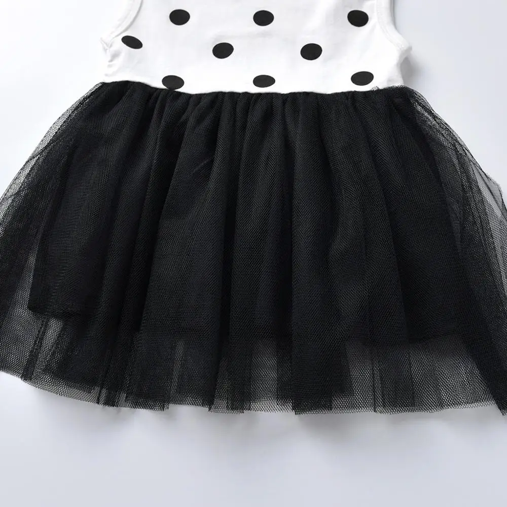 Детская одежда платье для девочек Летнее Детское Сетчатое в горошек без рукавов