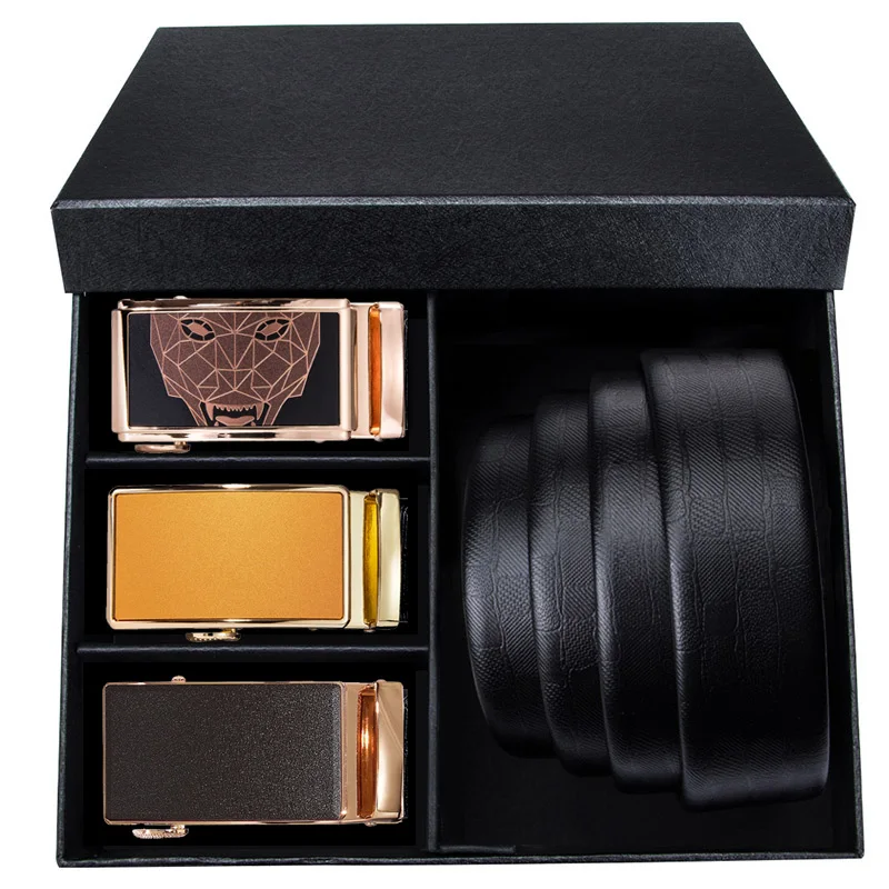 2155-2179-2162-DE-A Hi-Tie, известный бренд, дизайнерские ремни в коробке для мужчин, роскошный ремень из натуральной кожи, джинсовый ремень, модный мужской ремень с золотой пряжкой - Цвет: 2155-2179-2162-DE-A