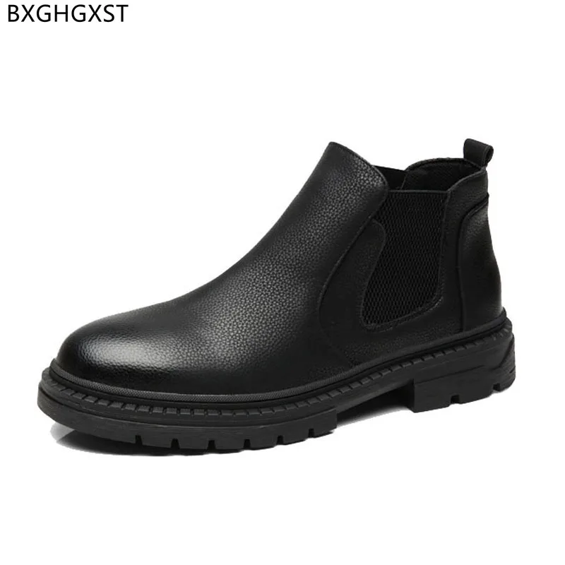 Ankle Boots for Men Male Chelsea Boots for Man 2023 Outdoor Shoes Man Leather Boots Men Black Winter Shoes Men Chaussure Homme images - 6