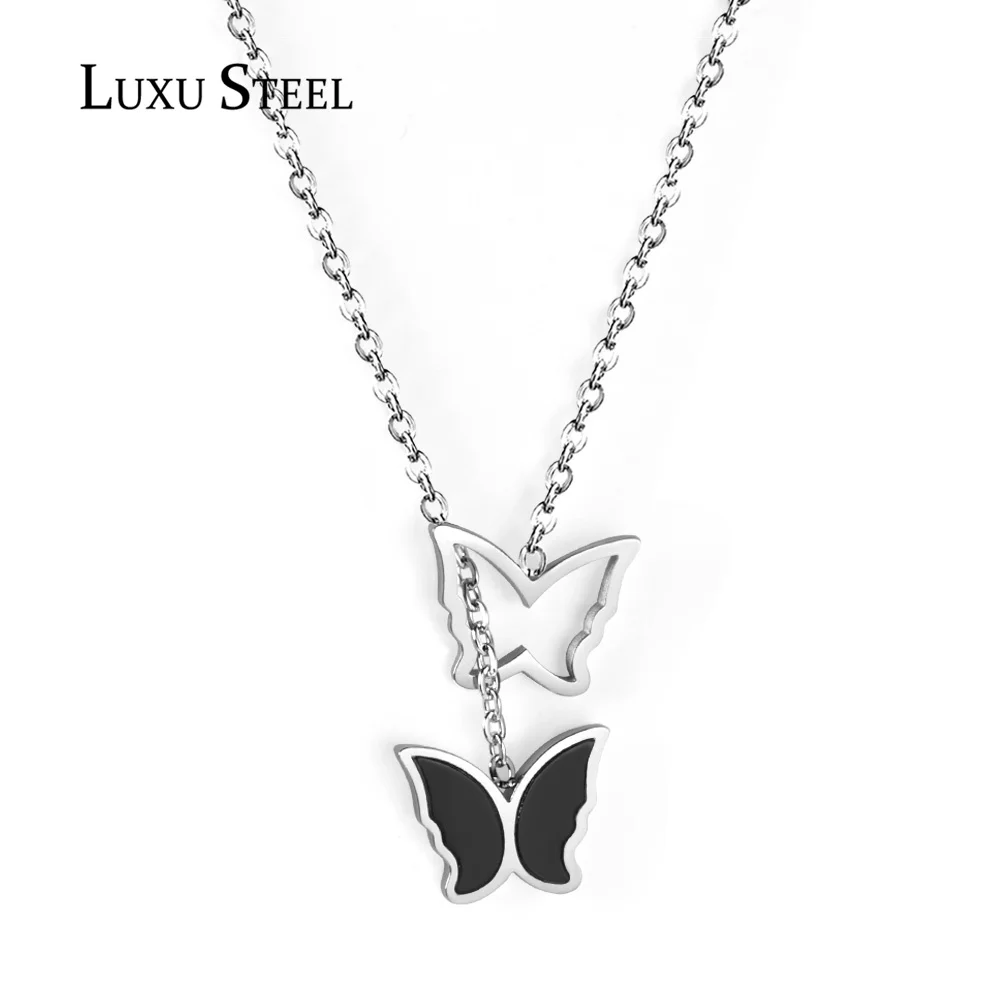 

LUXUSTEEL Новые поступления серебряного цвета ожерелье с бабочкой ювелирные изделия из нержавеющей стали цепи ожерелье оптовая продажа для веч...
