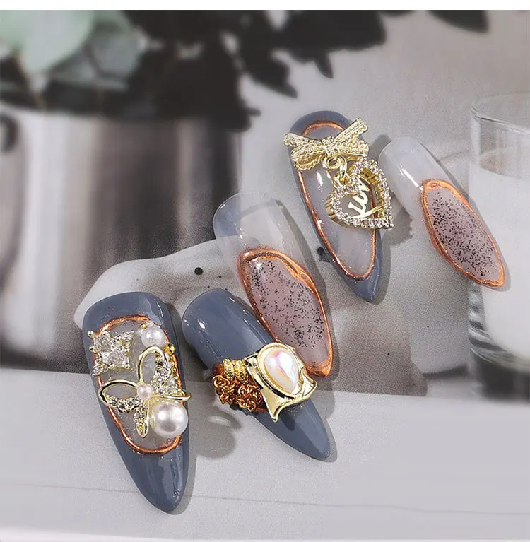 

5pcs Bowknot Alloy Nail Art Decorations Aurora Holographic 3D Rhinestones Jewelry DIY Manicure Accessories Nails Tools