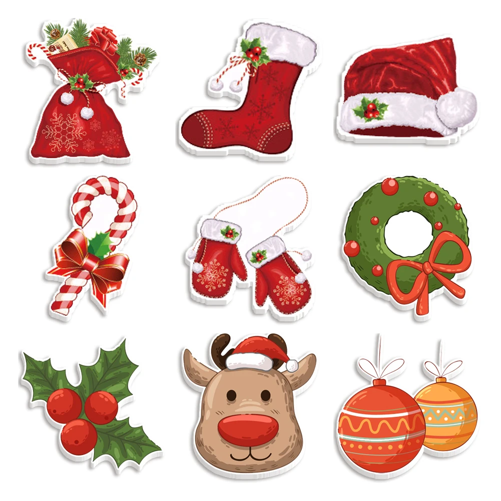 Acrylic Christmas Theme Snowman Socks Elk Cartoon Character Cabochon Planar Resin DIY Bow Home Hairpin Earrings 10 Pieces/lot - купить по