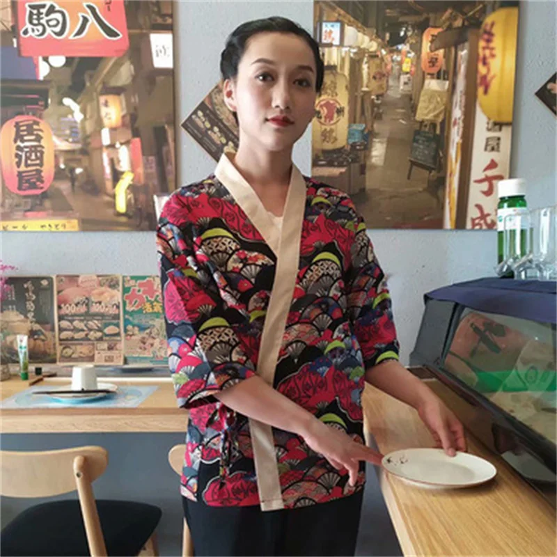 Tunic Japanese Chef Jacket Sushi Cook Apron Unisex Restaurant Work Clothes Uniform Japan Kimono Women Catering Bakery Pastry |