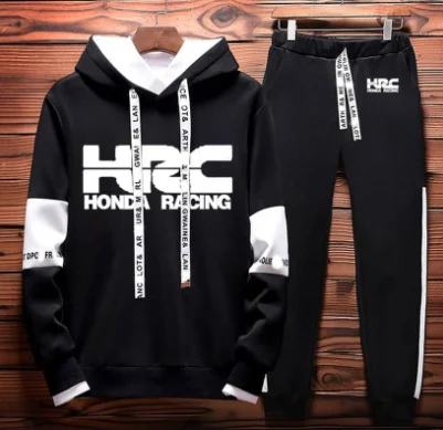 

2020Hoodies Men HRC race motorcycle Car Logo Printed Sweatshirt Men Hoodie hip hop harajuku Casual Fleece Hoodies Pants 2Pcs