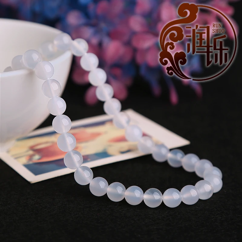 Гладкий натуральный белый Агат Круглые бусины для изготовления ювелирных