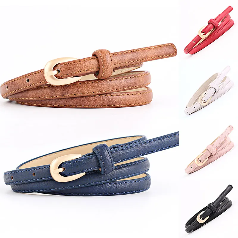 

Multi-color Lady's Slender Thin Belt Square Head Pin Buckle Women Waist Belt Elastic Waist Belt Candy Color Jeans Buckle Belt