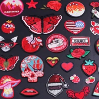 flag red heart skull animals embroidered patches for clothing thermoadhesive badges patch stickers for fabric clothes appliques