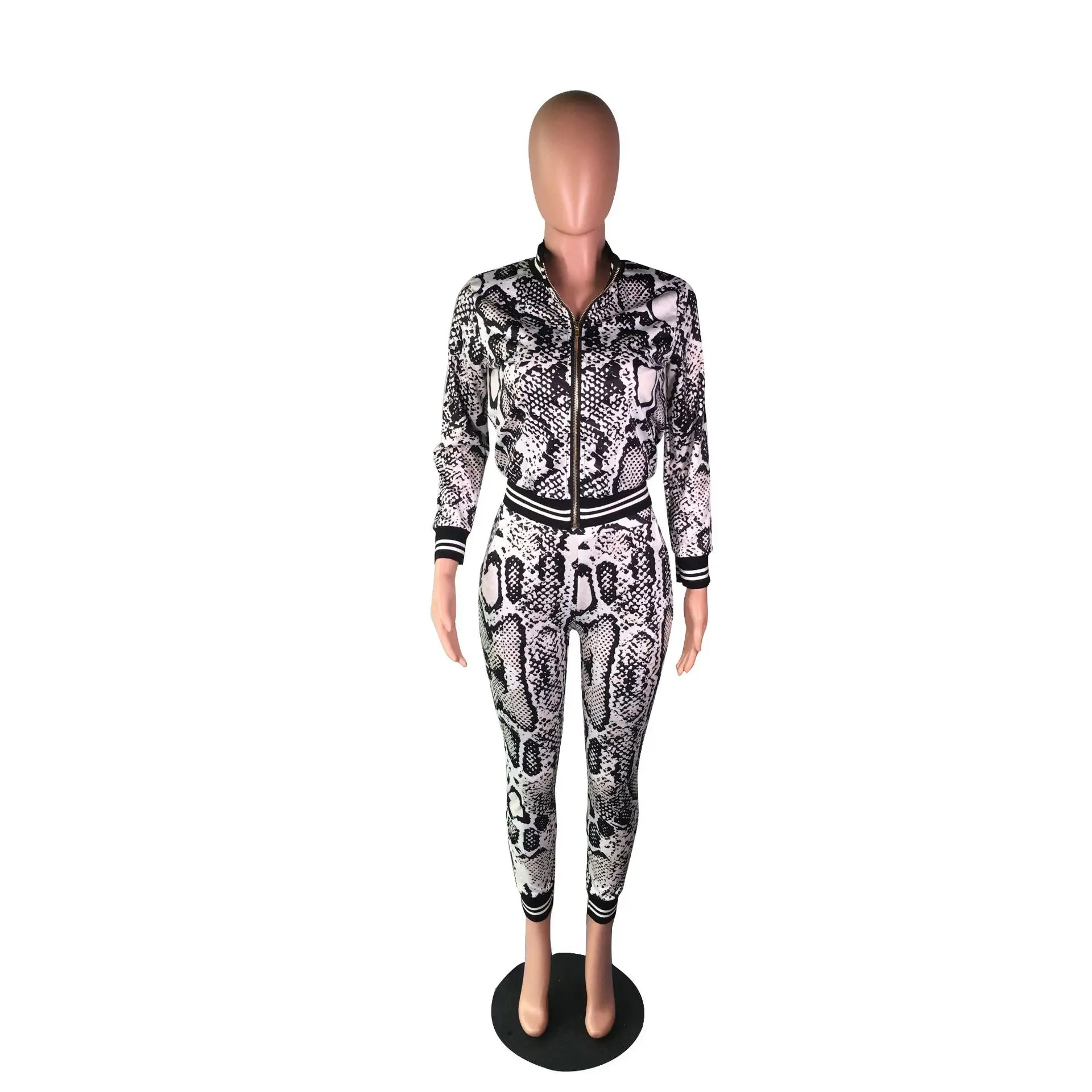 Комплект из 2 предметов с принтом змеиной кожи Adogirl повседневная куртка на молнии