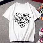 Женская футболка в стиле Харадзюку, футболка с графическим принтом музыкальных нот, Модный летний Повседневный Белый Топ с коротким рукавом для женщин