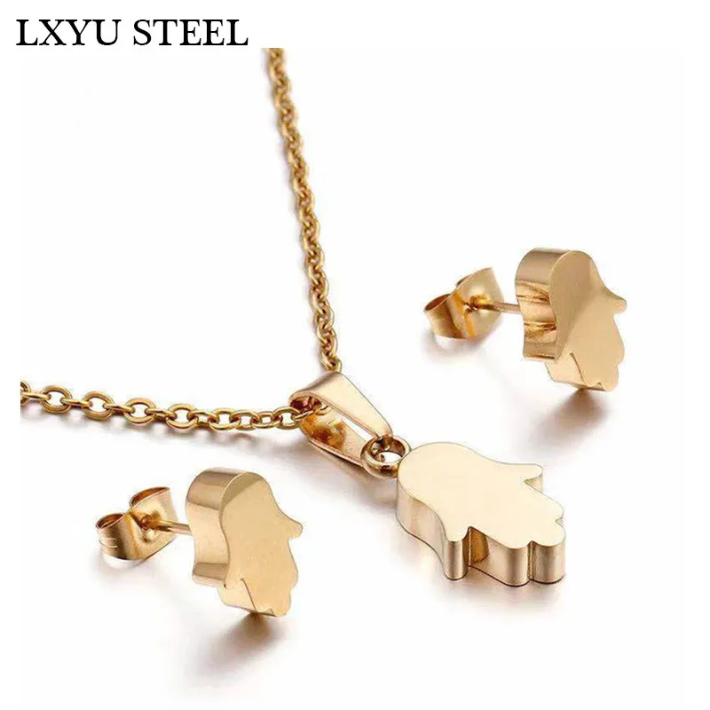 Высокое качество Хамса ручной нержавеющей стали ювелирные наборы кулон ожерелье