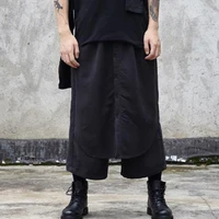 mens wide leg pants spring and autumn new personality false two pieces of performance hip hop fashion trend oversized pants