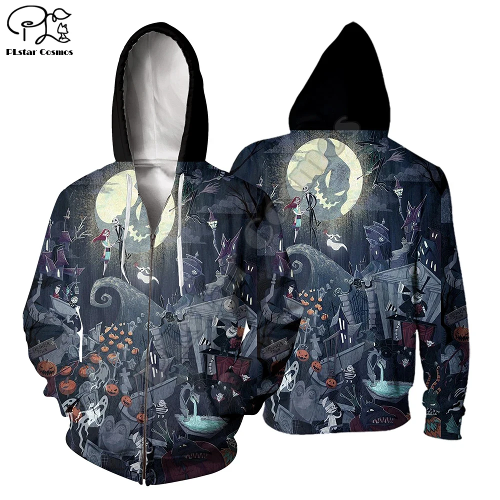 

PLstar Cosmos Halloween Nightmare before Christmas jack skellington Horror Funny Long Sleeve Women/Men 3DPrint Men's Hoodies A-9