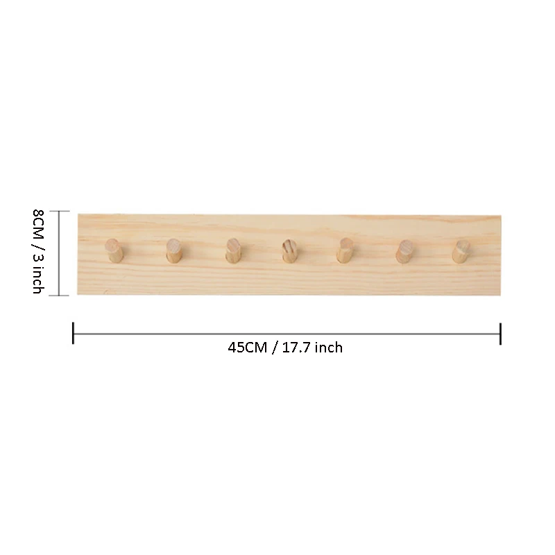 

Modern wall-mounted coat rack hook wooden porch hanger 7 nail bedroom bathroom bathrobe rack kitchen towel rack natural