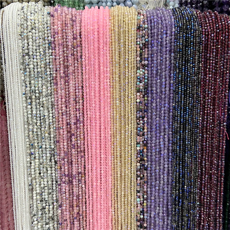 Граненые натуральные камни 2 3 мм бусины из циркона розового кварца аметиста