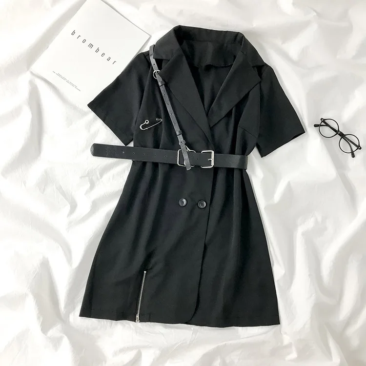 

Black Gothic Dress Korean Harajuku Vintage Sexy Mini Suit Summer Dress Women 2021 Elegant Office Plue Size Cosplay Y2k Clothes