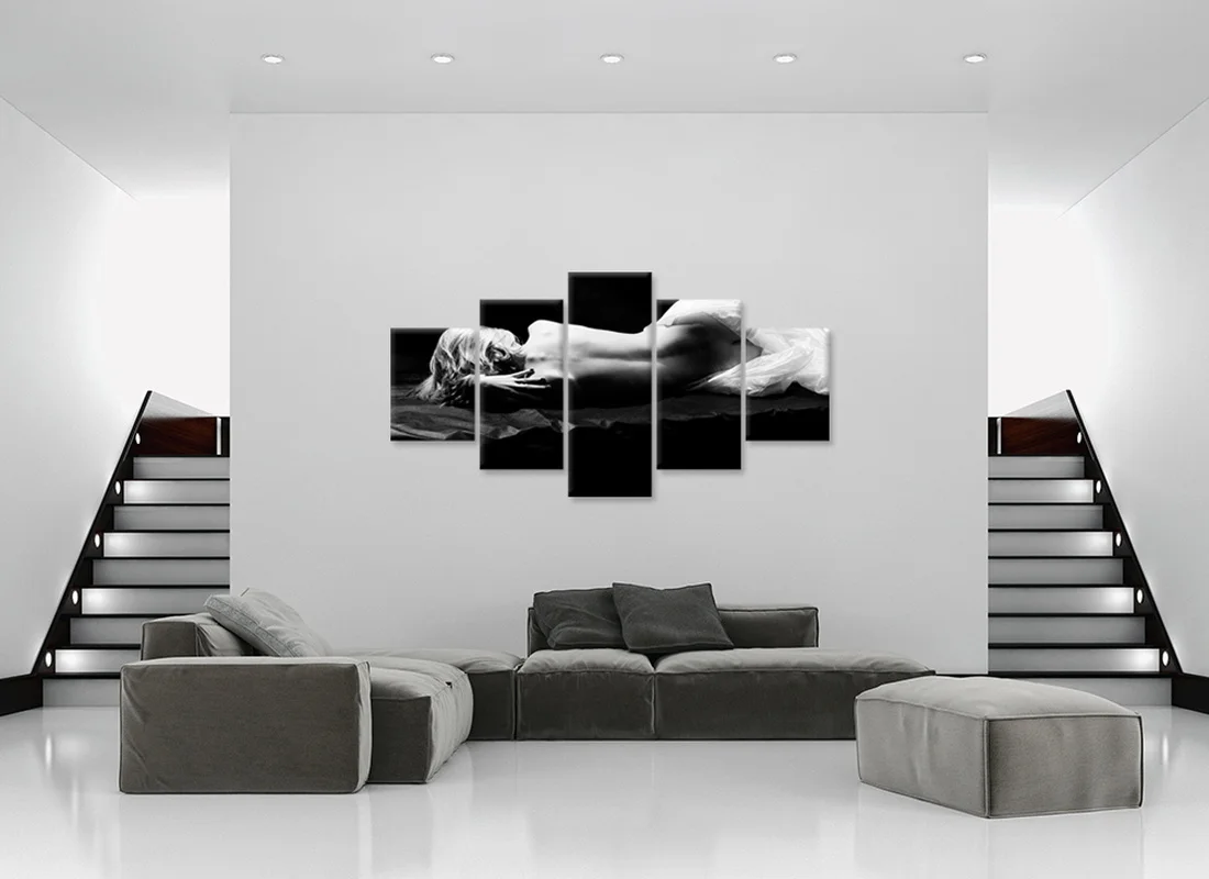 

5 Pieces Canvas Posters and Prints Bedroom Sexy Lady Lie Down Poster Print Home Decor Poster HD Painting for Room Decoration