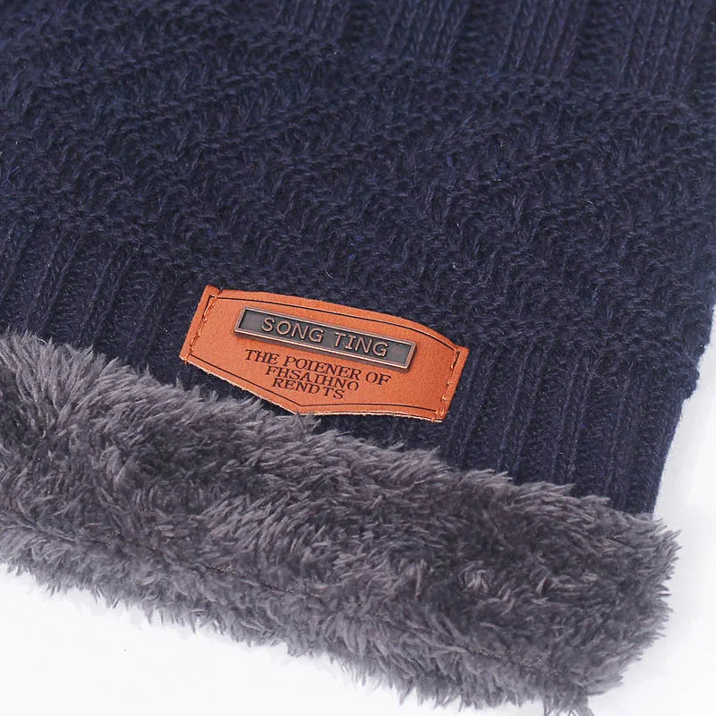 Two-piece Scarf Hat Set Women Men Beanies Knitted Skullies Hats Winter Warm Wool Crochet Caps Unisex With Natural Fashionable | Аксессуары