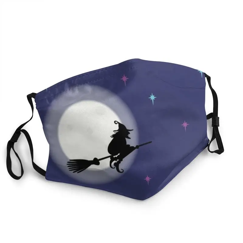 

Non-Disposable Witch In The Night Sky Mask for Face Halloween Anti Haze Dust Protection Cover Mask Respirator Muffle