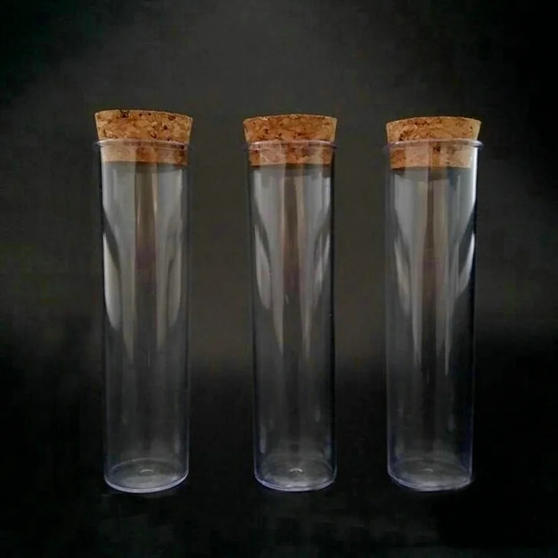 20pcs/set 30x115mm Flat BottomTransparent Lab Empty Plastic Test Tube With Cork Stoppers Laboratory School Educational Supplies |