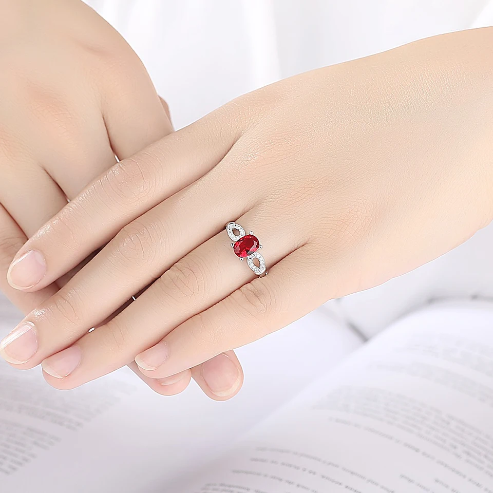 ЦИРКОНИЕВЫЕ кольца с красным камнем для женщин серебряный цвет Открытый