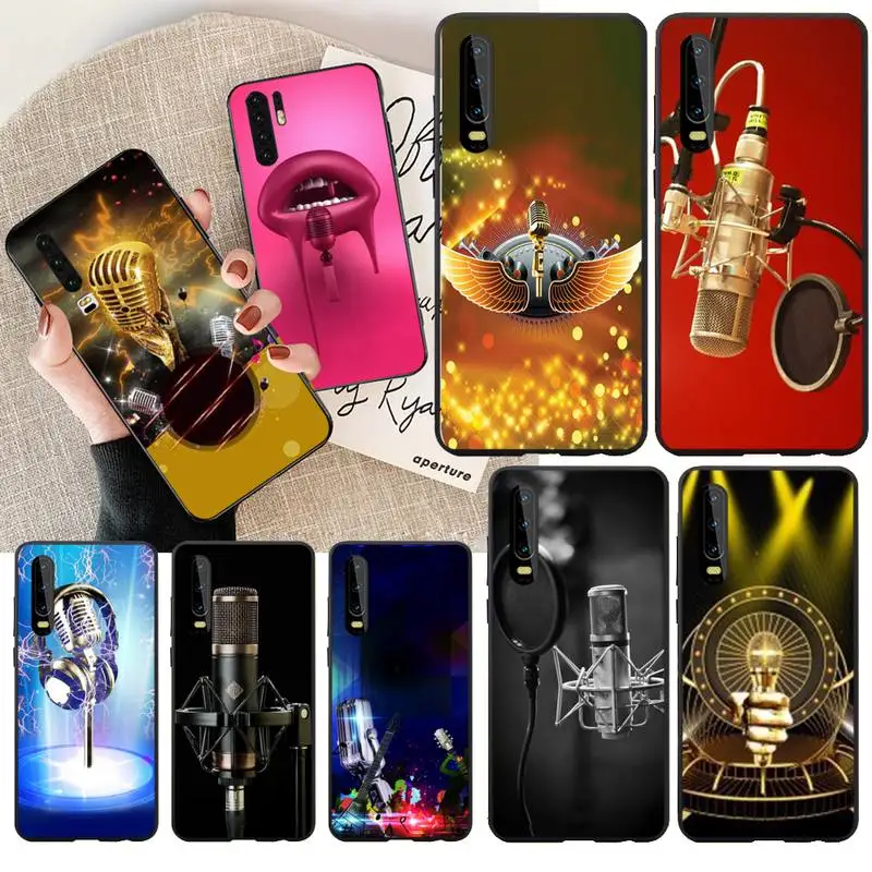 Мягкий силиконовый черный чехол для телефона с музыкальным микрофоном PENGHUWAN Huawei