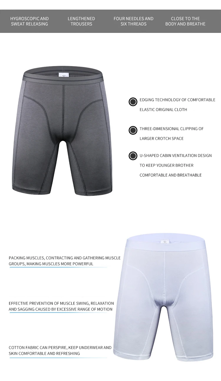 J-BOX, 1 шт., мужское сексуальное нижнее белье, Cueca, мужской однотонный цвет, хлопок, размера плюс, мужское длинное нижнее белье, боксеры, толстые трусы-боксеры для геев, мужские трусы