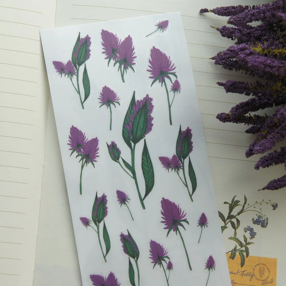 1 лист фиолетовых цветов дизайн листьев наклейка в подарок рождественский