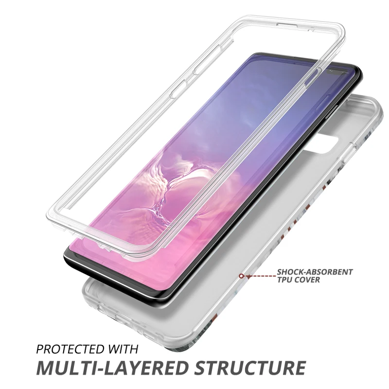 Мягкий мраморный чехол GrandEver 2 в 1 для samsung Galaxy S10 Plus противоударный полный защитный