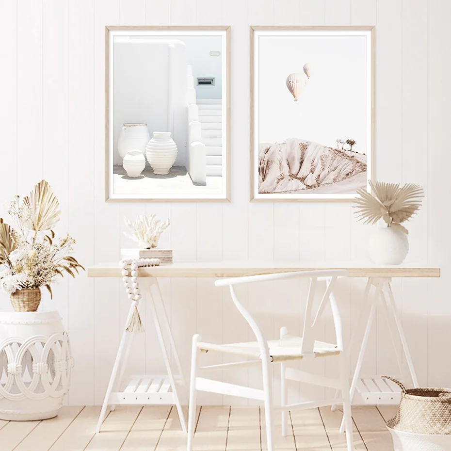 Воздушные шары в богемном стиле рисунок на холсте виде пейзажа с горячим