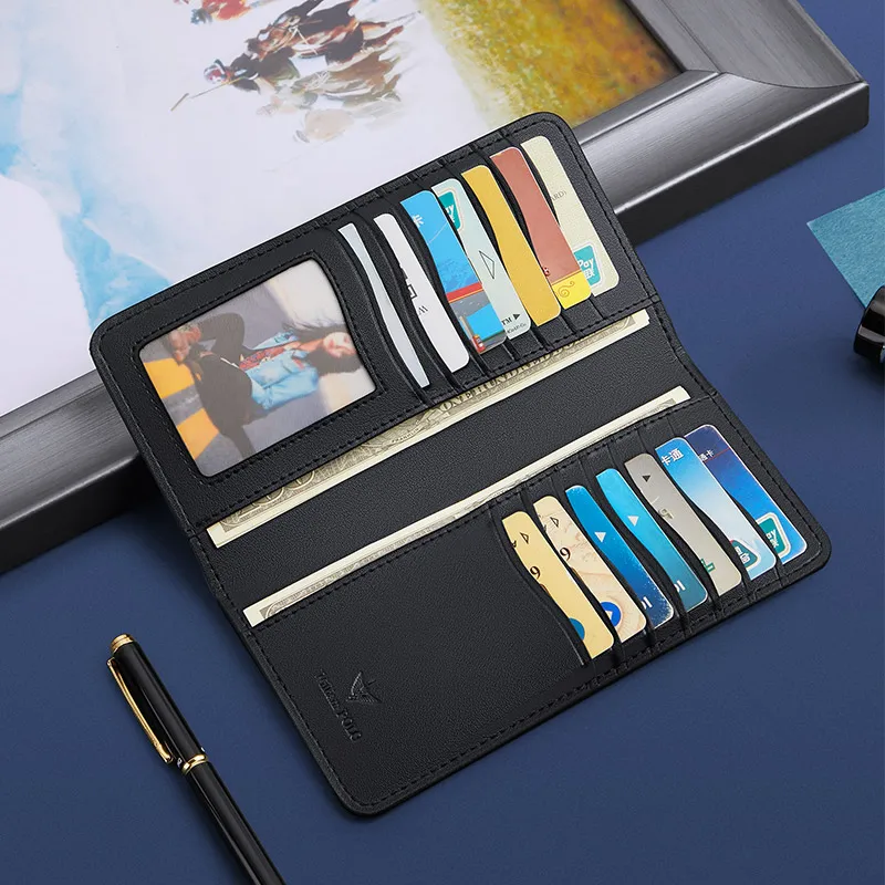 WILLIAMPOLO Men's Wallet Long Genuine Leather Card Wallets Luxury Design Slim Purse For Male New With Gift Box PL205262