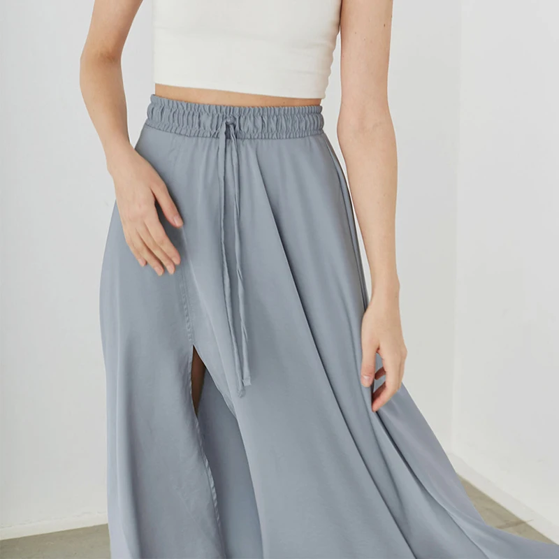 

ONEINALL Solid Casual Skirt For Women High Waist Lace Up Split A Line Khaki Mid Skirts Female 2021 Fashion Tide Summer Clothing