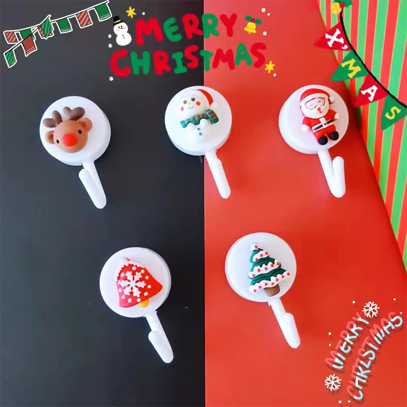 

Новый милый Рождественский маленький крючок, бесшовный липкий дверной крючок для хранения, портативный крючок для украшения стен, домашние...