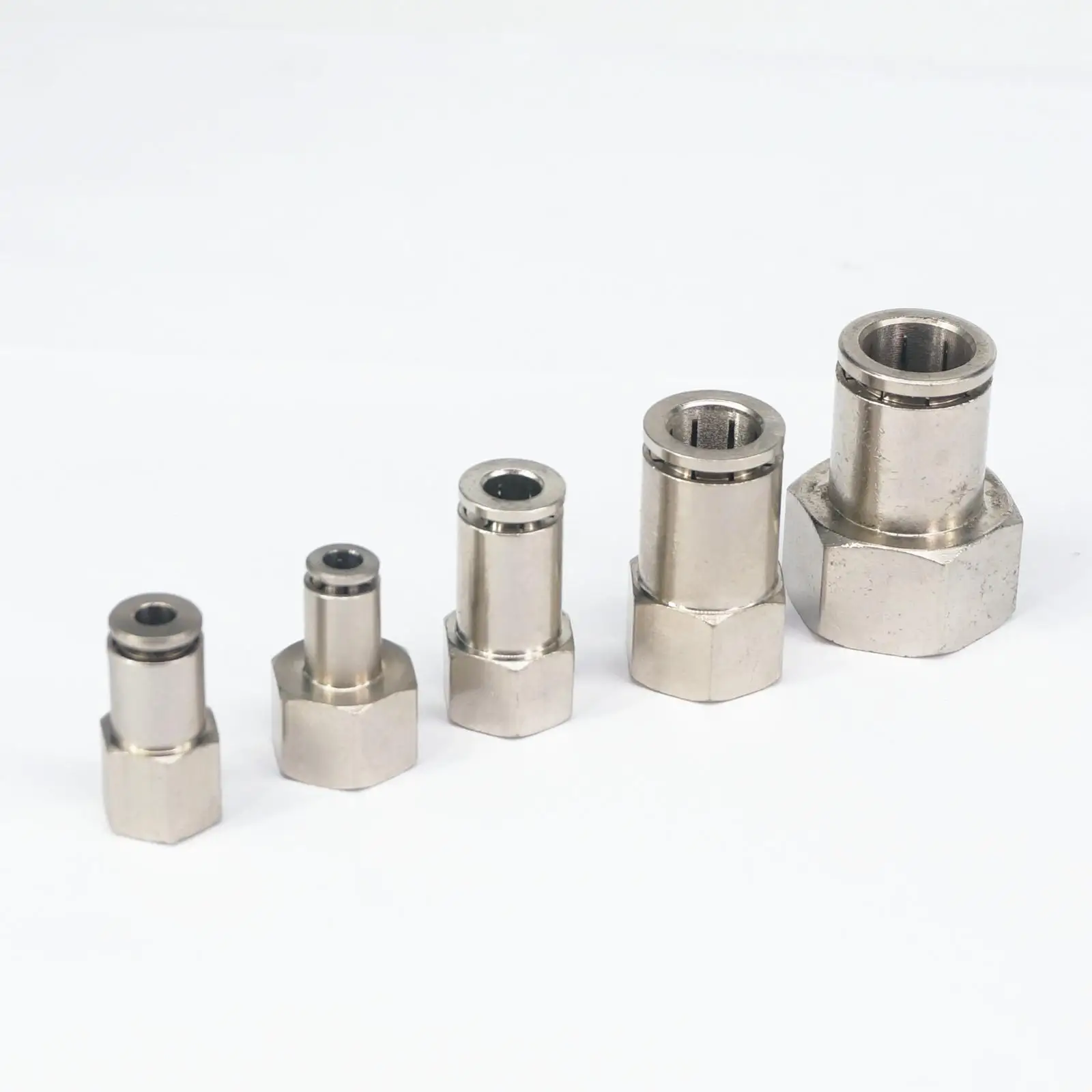 M5 1/8 &quot1/4&quot 3/8 &quot1/2&quot BSP гнездо для трубки O/D 4/6/8/10/12/14 мм Пневматический никелевый