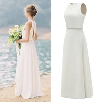 1009# Real Photo 1 PIECE Floor Length Sleeveless Soft Satin Simple Bridal Gown Bridesmaid  Wedding Pary Dress Vestido De Novia