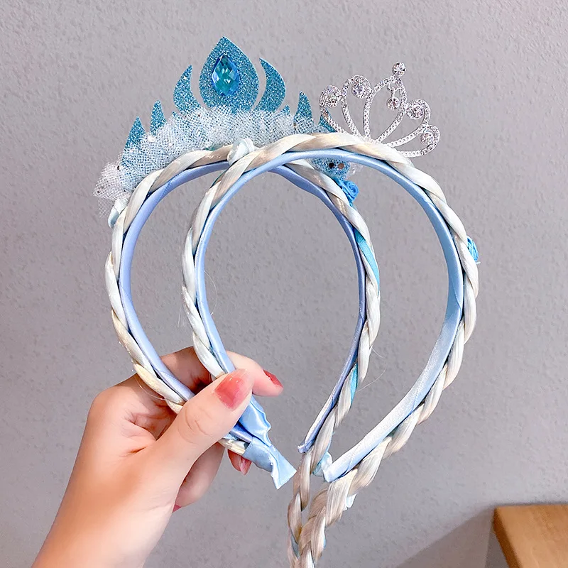 

Frozen Princess Wig Braids Children's Crown Princess Headbands Queen Aisha Headdress Aisha Girls Headband Hair Accessories
