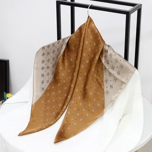 Женский Шелковый Атласный платок с принтом, 70x70 см