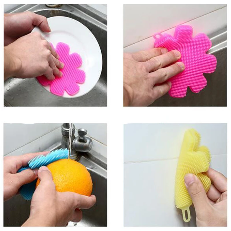 1 шт. силиконовая щётка для чистки посуды с присоской|Чистящие салфетки| |