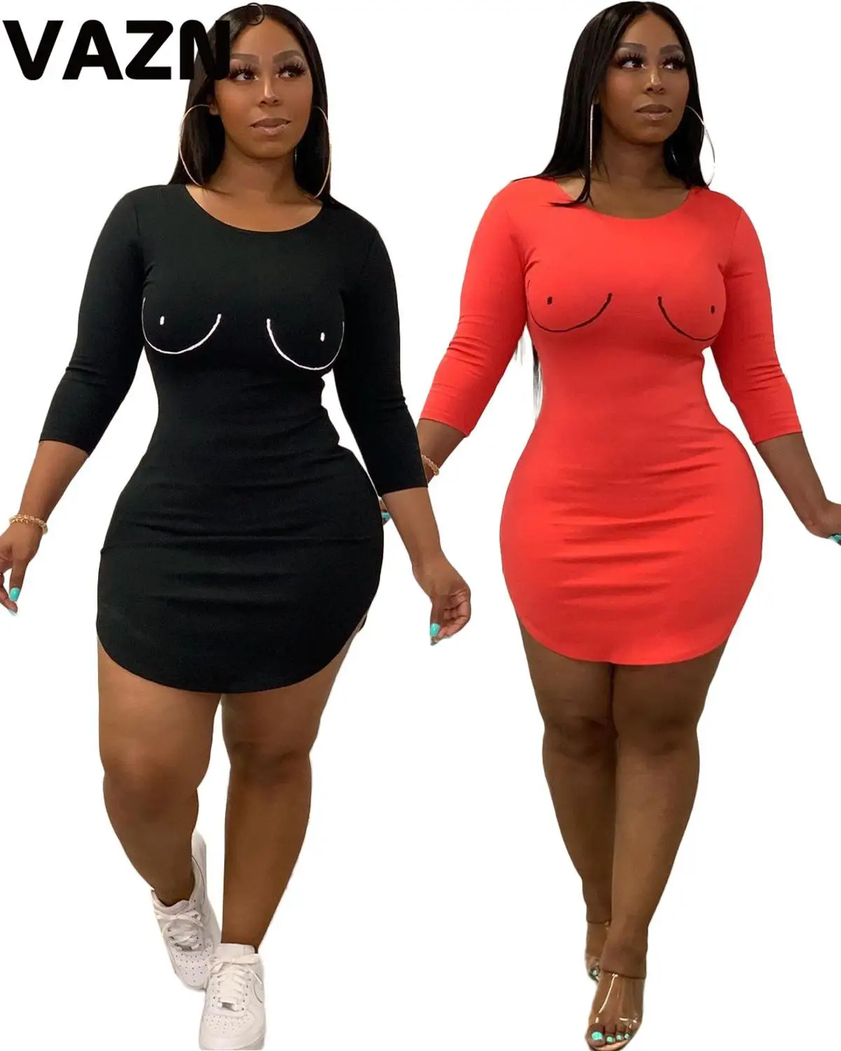 Новинка 2020 г. весеннее сексуальное женское мини платье 2 цветов VAZN с длинным